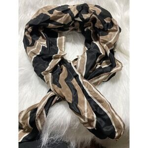 Silk Blend Scarf‎ With Black & Beige Abstract Pattern By Usna